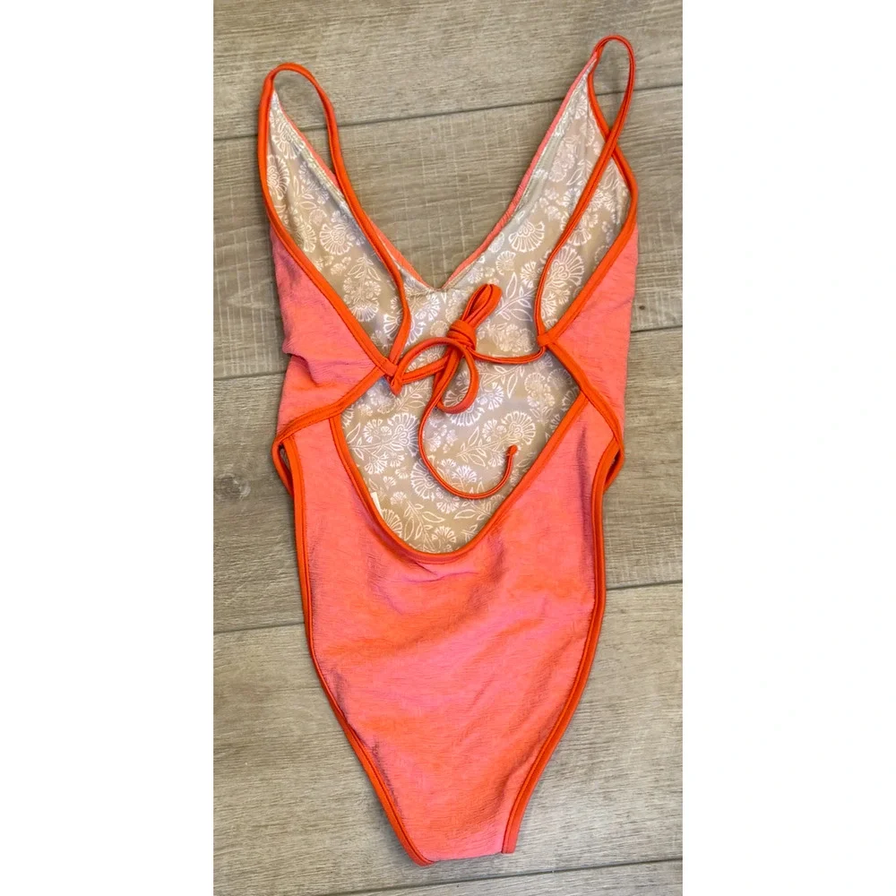 NEW FREE PEOPLE FREE-EST CORAL PINK AMBER ONE PIECE SWIMSUIT SZ S